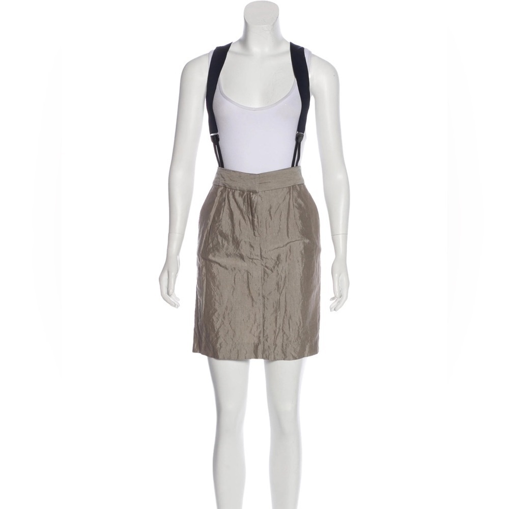 Elizabeth and James Grayish Taupe Skirt with Removable Suspenders Size 2 RARE